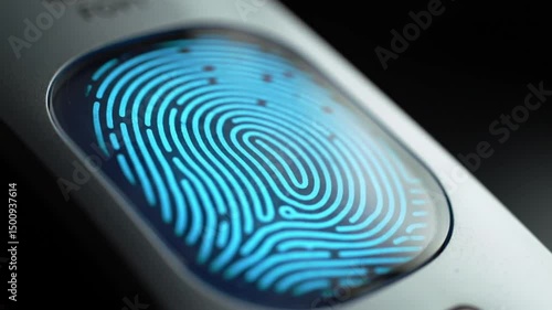 Wallpaper Mural Close Up of Digital Fingerprint Scanner with Futuristic Biometric Holographic Security Features Glowing in Blue Authentication Technology Background Torontodigital.ca