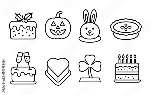 Holiday icons for christmas, halloween, easter, and celebrations