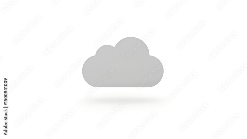 Minimal gray cloud icon with shadow on white Minimal gray cloud icon with shadow on white