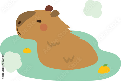 柚子湯に入るカピバラ