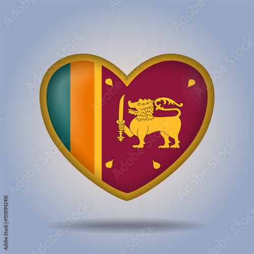 Sri Lanka flag heart button Isolated on color gradient background. Exclusive banner