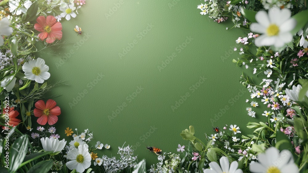 custom made wallpaper toronto digitalVibrant Spring and Summer Flower Border with Green Background and Copy Space vibrant flower border