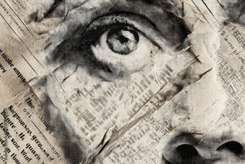 Wallpaper Mural Vintage newspaper collage with retro illustrations and faded typography capturing rustic charm Torontodigital.ca