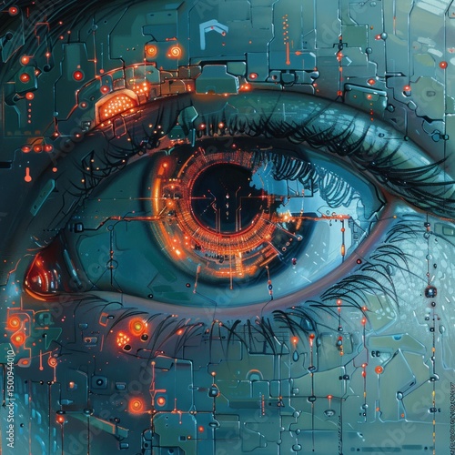 Cybernetic Eye: A Digital Portrait of Technological Integration