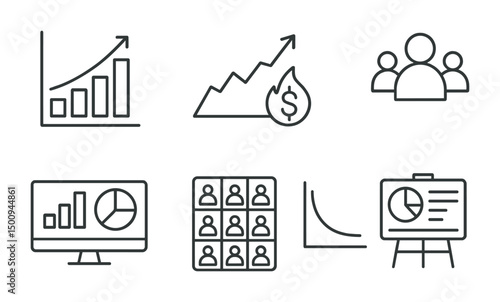 Business growth and analytics icons for reports and presentations