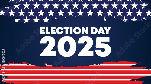 USA Election Day 2025 Banner with Flag Stripes