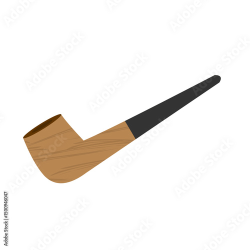 Vector icon of a traditional tobacco pipe, used for smoking, 
typically made of wood or metal, suitable for 
retro or vintage themes, illustration in flat art style.