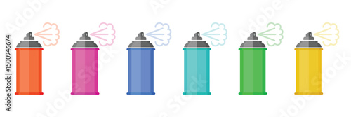 Spray can icon set collection in flat style. Aerosol bottle vector illustration on isolated background. Gas container sign business concept.