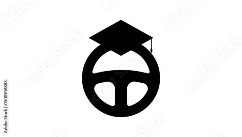 driving school symbol, black isolated silhouette