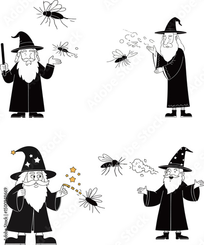 Wizards Casting Spells on Mosquitoes