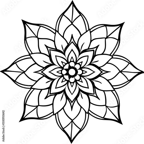 Simple Floral Zentangle Vector on White Background