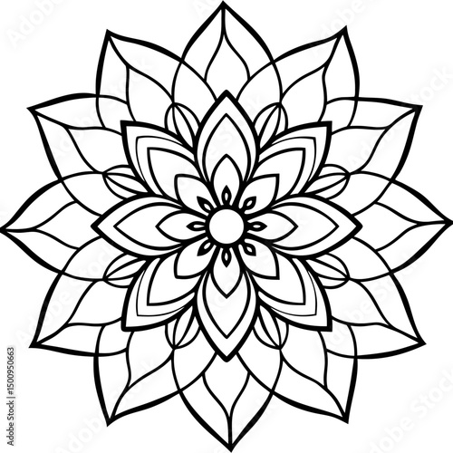 Simple Floral Zentangle Vector on White Background