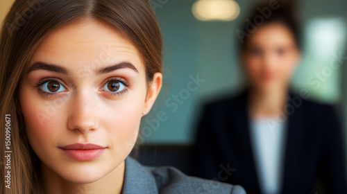 Wallpaper Mural Professional Young Woman in Office Setting with Focused Expression and Colleague in Background Torontodigital.ca