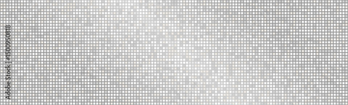 Silver disco ball background pattern. Abstract shining halftone mosaic texture. Night club party glitter pattern. Vector 