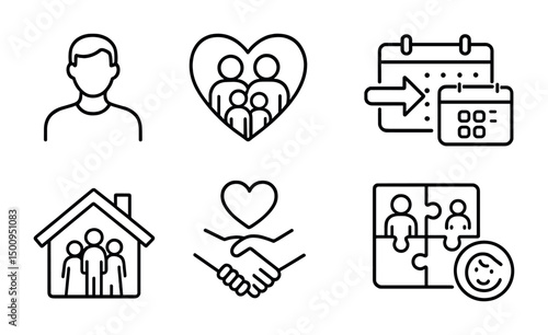Icons of community and family values for design use