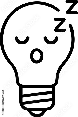Tired Lightbulb Icon: A Symbol for Rest, Downtime, and Creative Exhaustion