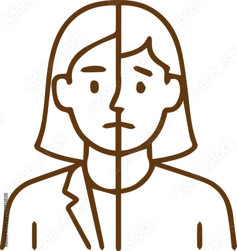 Foto Duality of Moods: A Woman's Emotional Spectrum in Graphic Representation