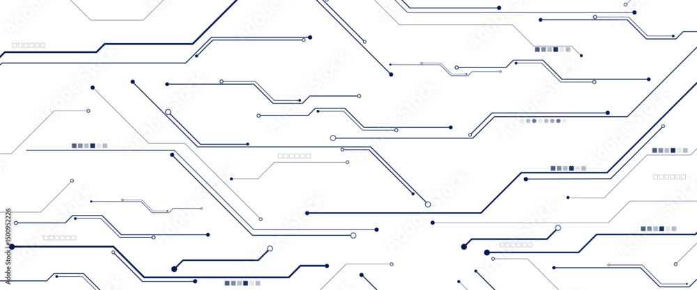 Fototapeta premium Vectors black and white circuit electronic or electrical line and dots.