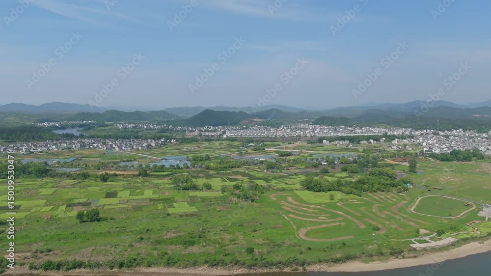 Panoramic view of the beautiful countryside and pastoral scenery of southern Anhui and Anhui Panoramic view of the beautiful countryside and pastoral scenery of southern Anhui and Anhui