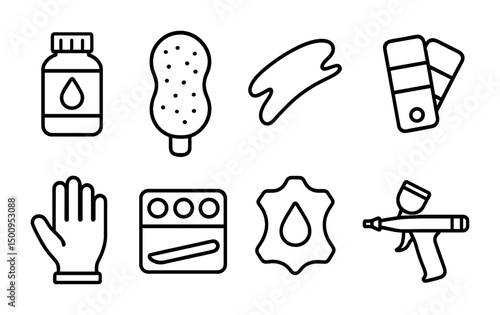 Essential tools and icons for leather crafting and design projects