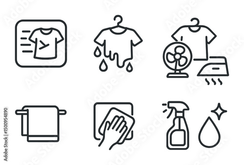 Laundry care icons set for cleaning and organization projects
