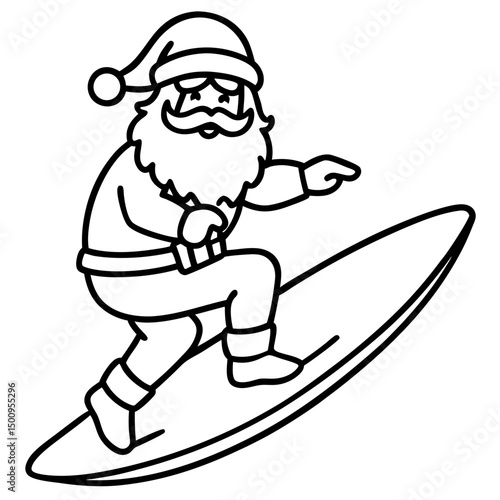 Santa Surfing on Christmas Eve – Vector on White