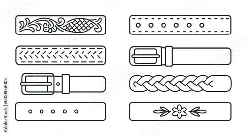 Variety of decorative belt designs with buckles for fashion accessories
