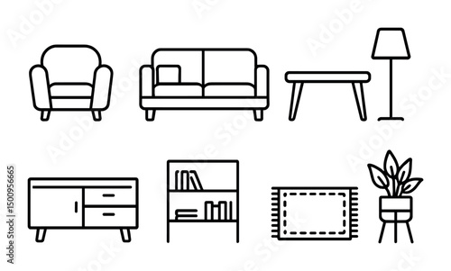 Minimalist furniture icons for interior design and decorating inspiration