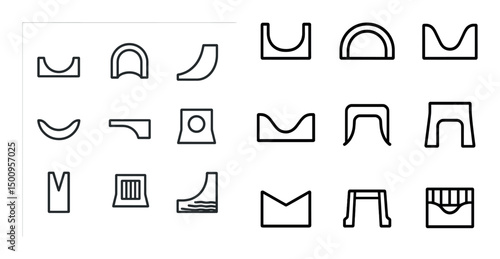 Collection of concrete drainage pipe icons for urban infrastructure design