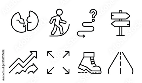 Exploring growth and direction: hiking, navigation, and progress concepts