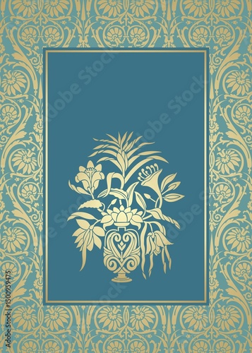 wedding card design, paisley floral pattern , India	