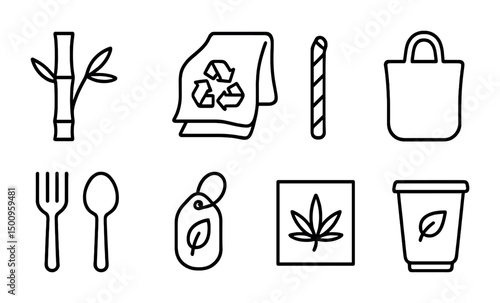Eco-friendly lifestyle icons for sustainable living and design projects