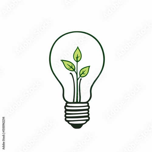 Green energy idea sprout growing inside lightbulb eco friendly innovation concept