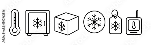 Winter icons set for temperature and snowflake symbol concepts