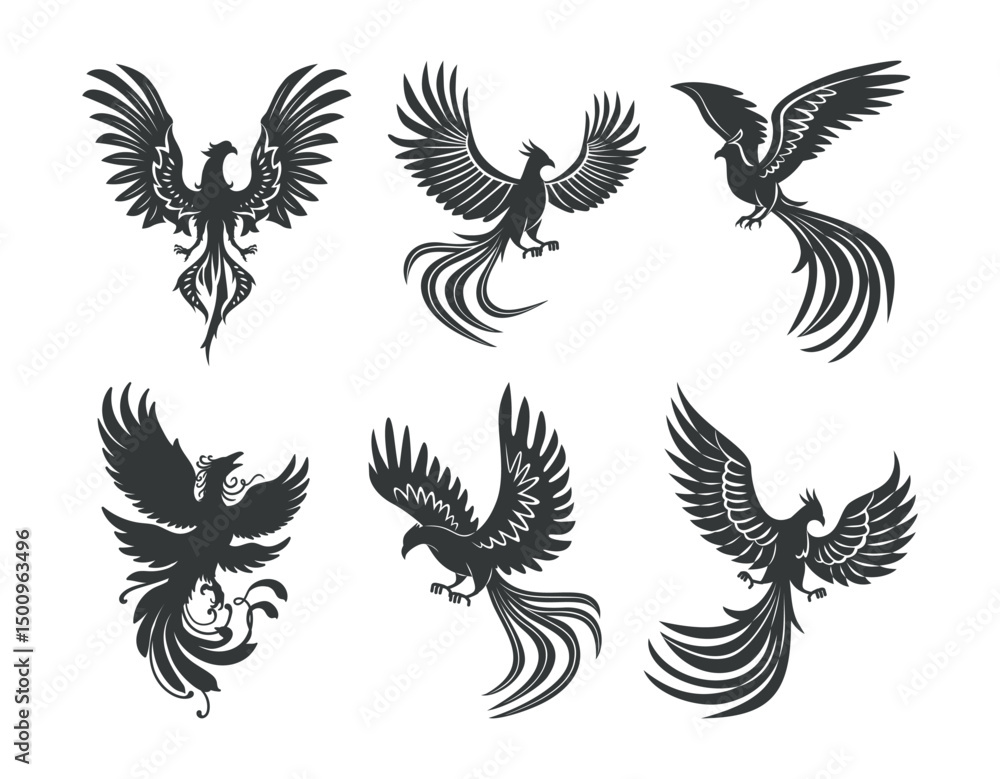 Obraz premium Phoenix bird silhouette vector illustration