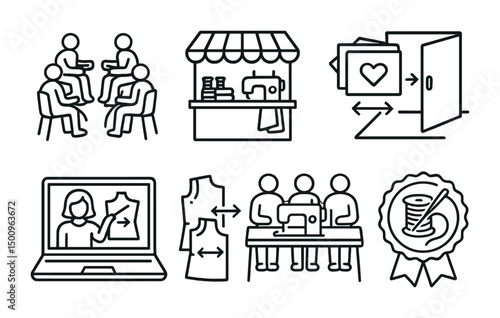 Sewing workshop scenes for creative design projects and craft inspiration