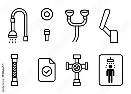 Plumbing icons for bathroom design and installation projects