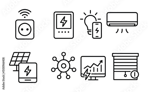 Smart home devices and energy management icons for technology design