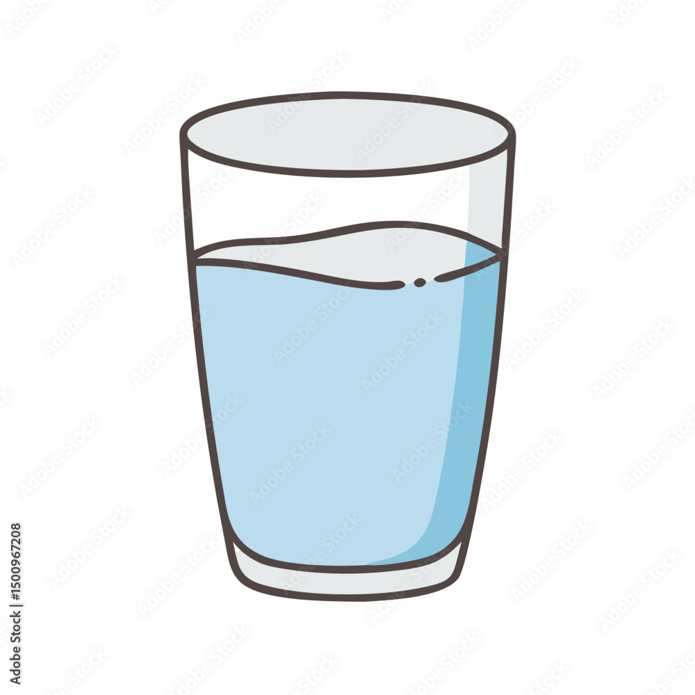 A clear glass filled with fresh water on a white background A clear glass filled with fresh water on a white background