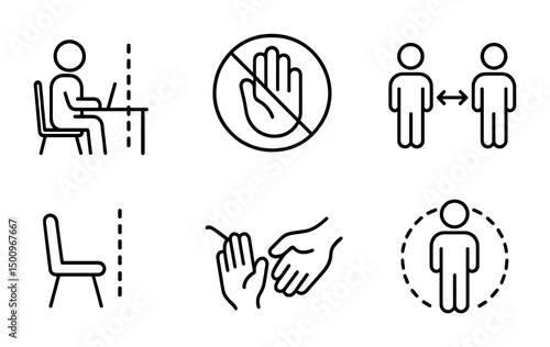 Social distancing and hygiene icons for public health awareness design