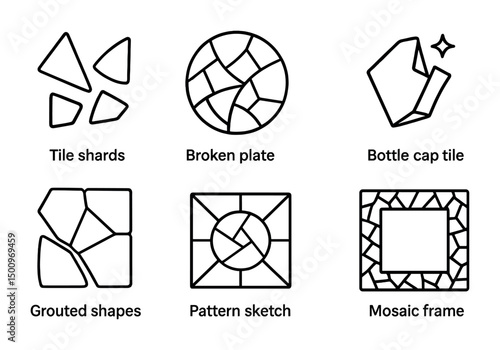 Abstract tile designs for creative ceramics and mosaics concept