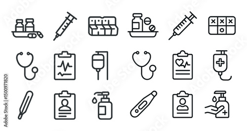 Medical and healthcare line icons set – outline, wellness, health symbols