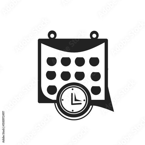 Appointment time Calendar alarm clock vector design logotype icon.