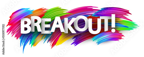 Powerful BREAKOUT! lettering with colorful dynamic strokes. Vector illustration ideal for crypto price surge graphics.