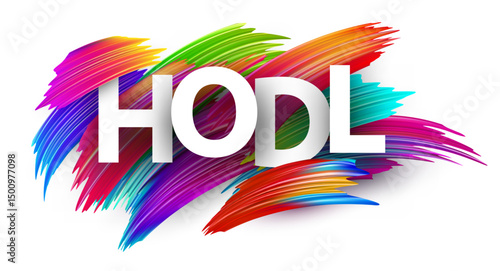 HODL in bold white text with vivid strokes. Vector illustration symbolizing crypto holding strategy and long-term belief.