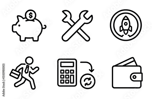 Business finance tools and icons for strategic planning and innovation