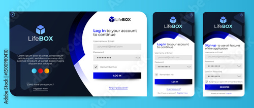 Profesional Sign up and Sign in form page set. web landing page and mobile app. vector