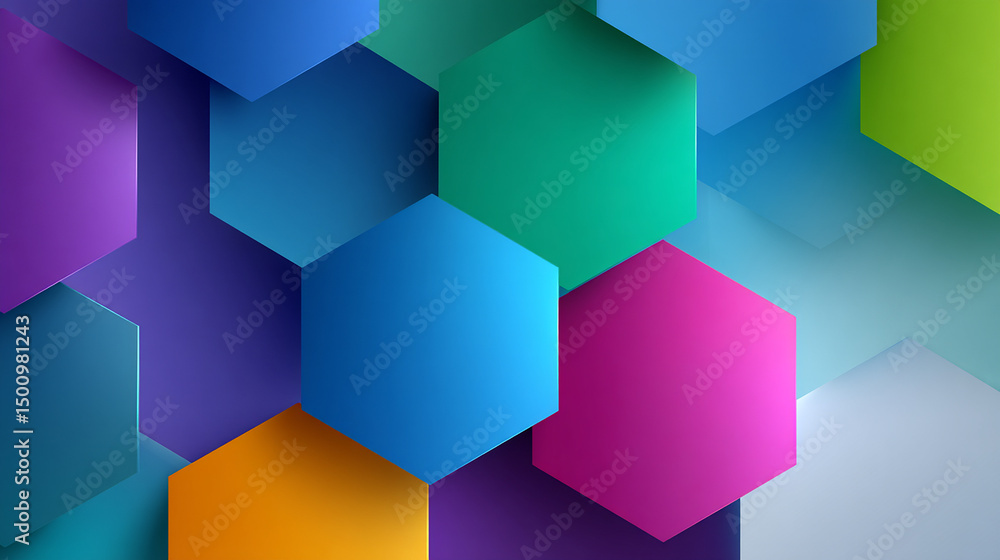 Modern Geometric Abstract Pattern – Vibrant Hexagons & Triangles in Vector Style