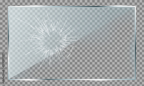 Realistic set of glass cracks isolated on transparent background. Vector illustration of broken window, monitor display, gadget screen, car windshield, gunshot effect. Accident design elements