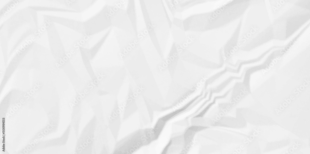 Obraz premium Crumpled paper Blank white crumpled and creased paper poster. wrinkle paper background Use for your any contents design.